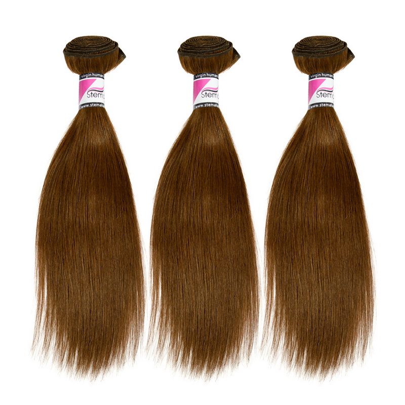Stema Hair #4 Brown Raw Virgin Brazilian Hair Straight Bundles